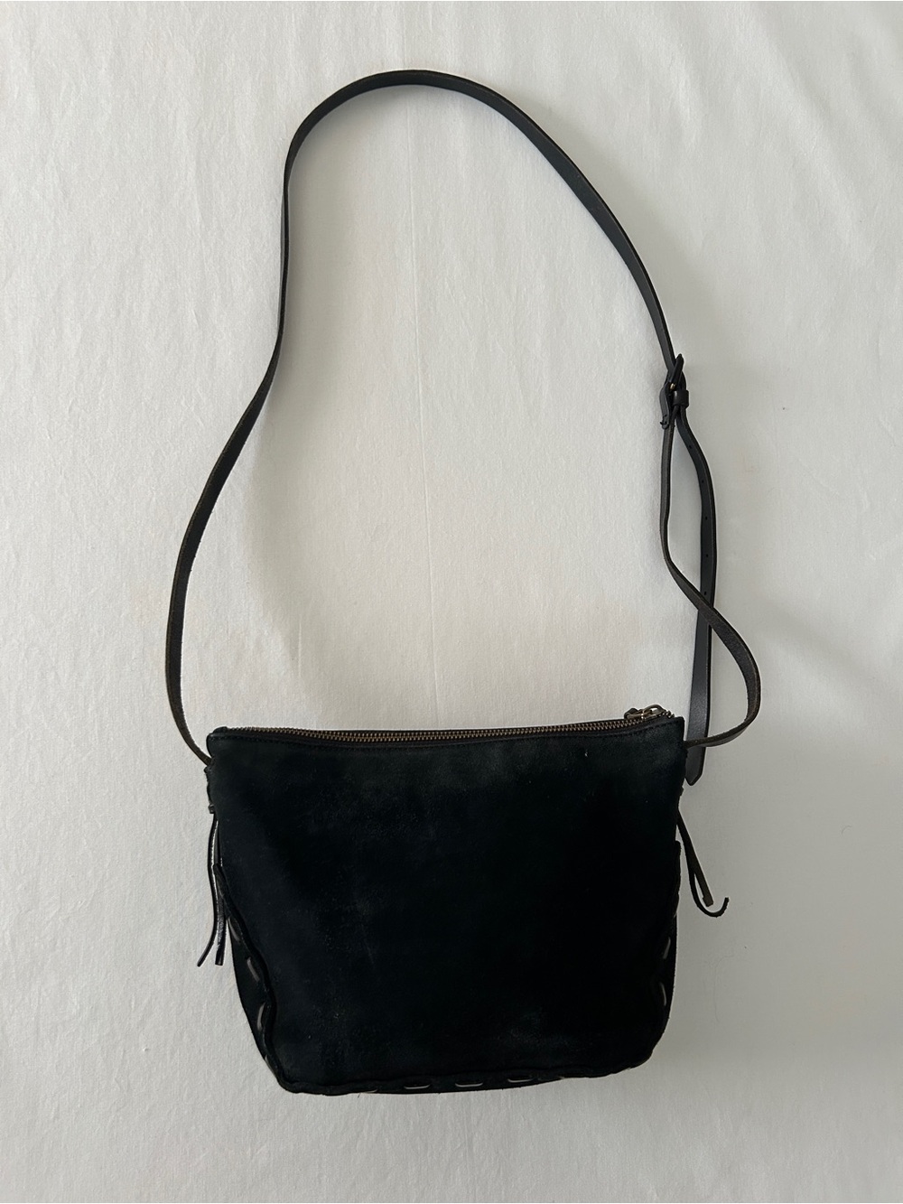 Madewell Women’s Black Suede Crossbody Bag - Classic Everyday Style